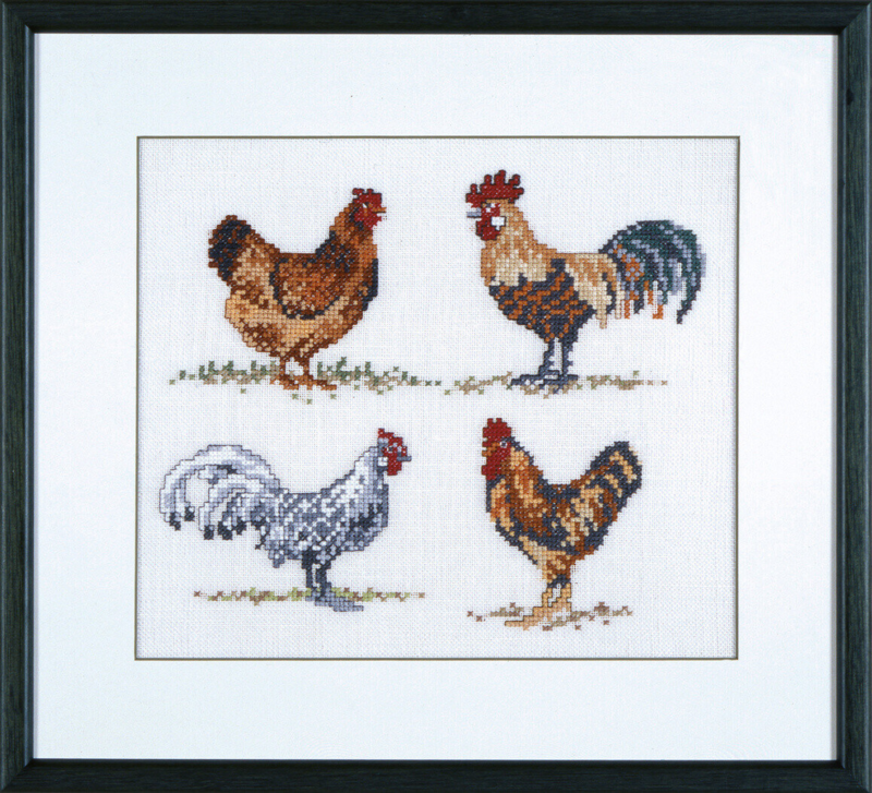 Embroidery Kit Chickens 32cm / 12.60in x 29cm / 11.42in