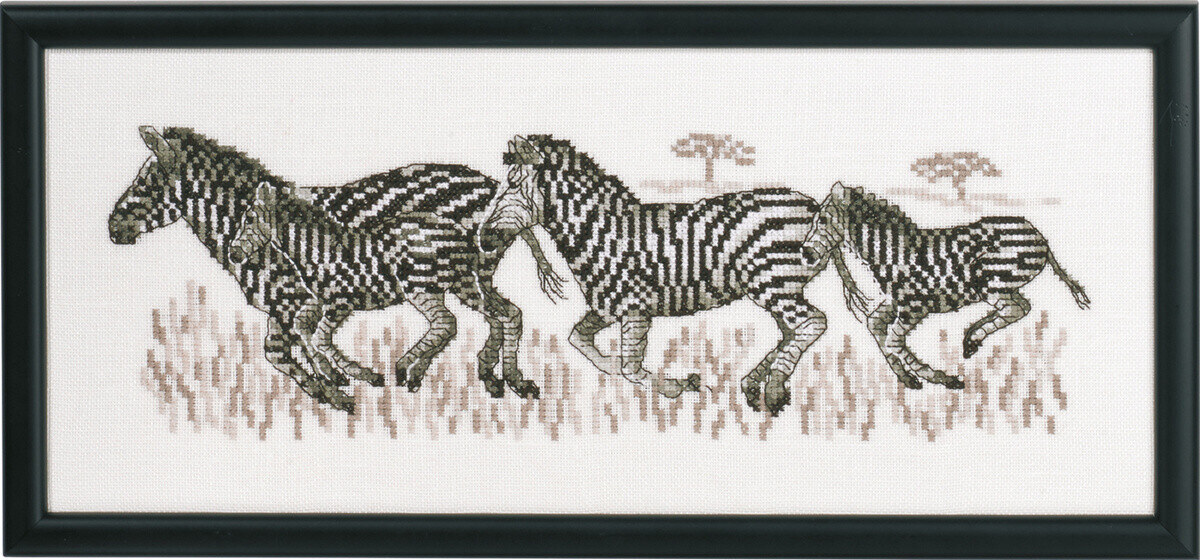 Embroidery Kit Zebras R5496 36 x 15 cm / 14 x 6 in