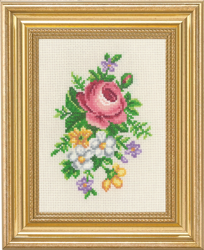 Embroidery Kit Roses and white flowers 14cm / 5.51in x 19cm / 7.48in