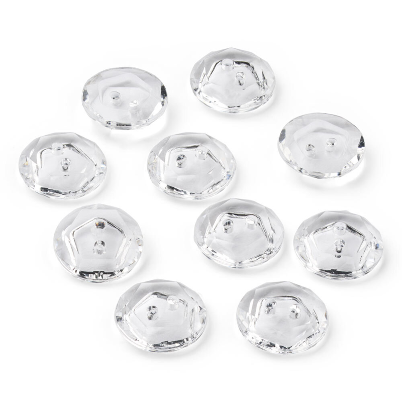 LindeHobby Crystal Buttons, Clear, 12 mm, 10 pcs