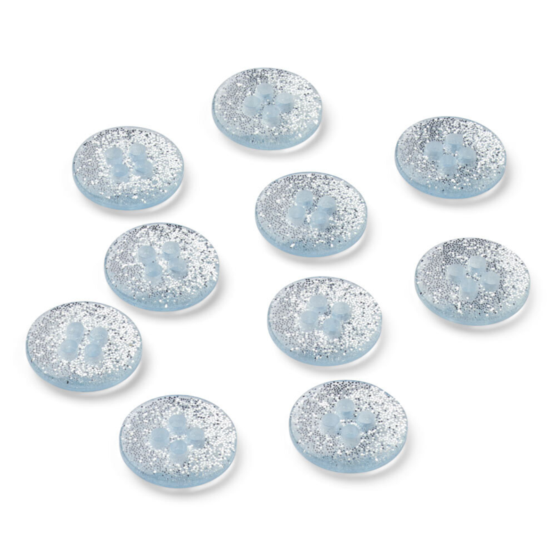LindeHobby Glitter Buttons, Sky Blue, 12 mm, 10 pcs