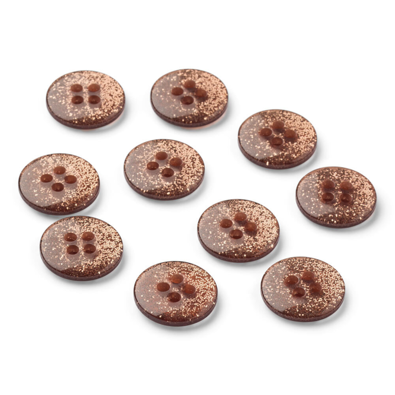 LindeHobby Glitter Buttons, Caramel, 12 mm, 10 pcs