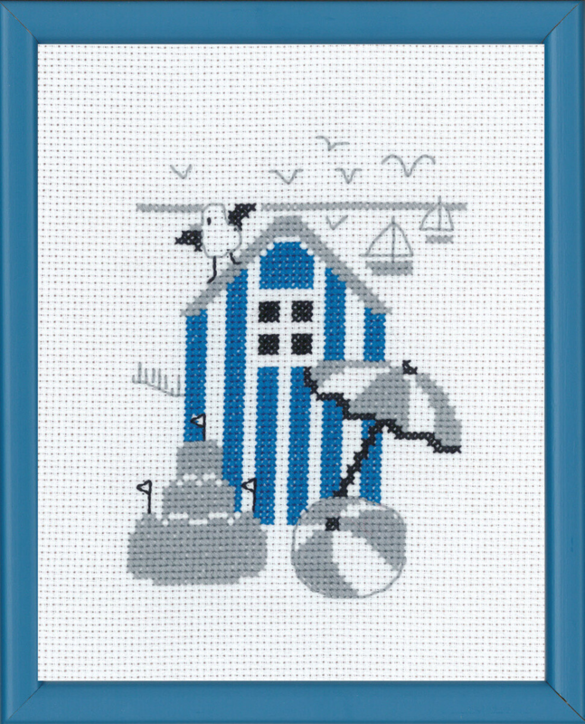 Embroidery Kit Blue Beach House R5741 18 x 14 cm / 7.09 x 5.51 in
