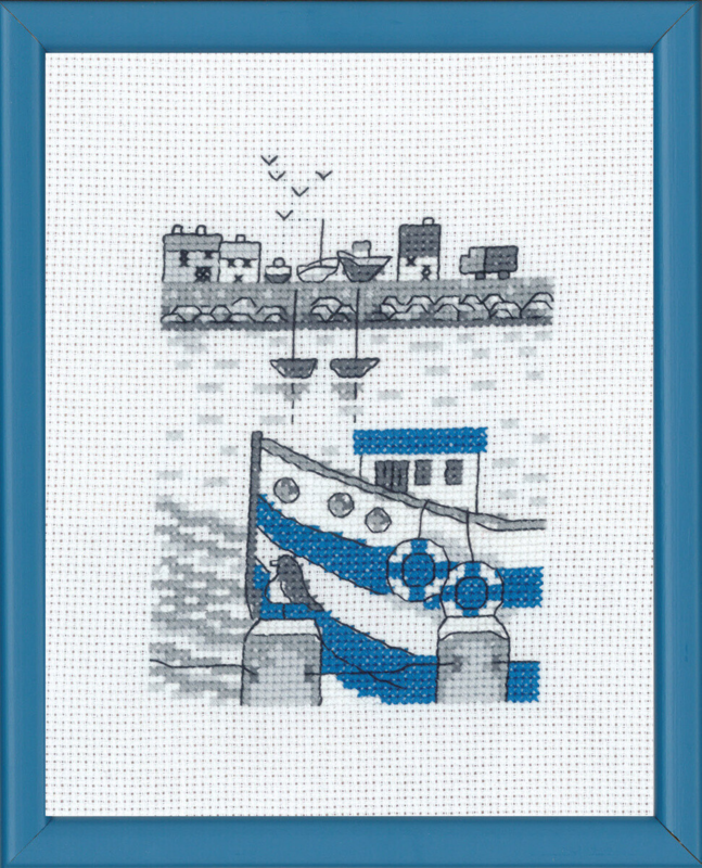 Embroidery Kit Fishing Boat R5741 14 x 18 cm / 6 x 7 in