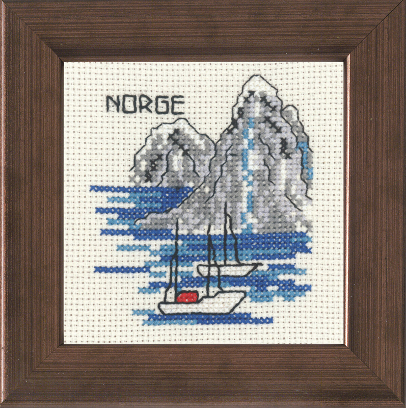 Embroidery Kit Boat Norway 10 x 10 cm / 3.94 x 3.94 in R5370