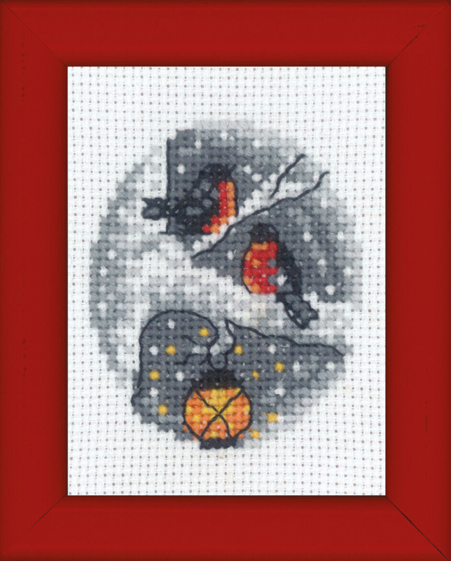 Embroidery Kit Birds in Tree Picture 6 x 8 cm / 2.36 x 3.15 in
