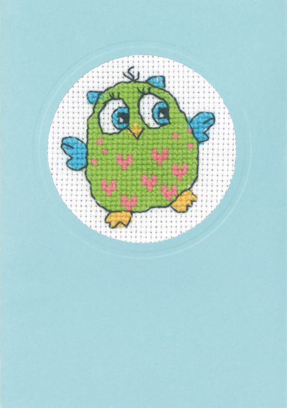 Embroidery Kit Owl with Green Body 9 x 13 cm / 3.54 x 5.12 in