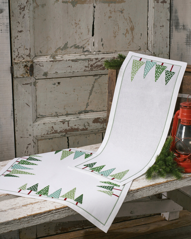 Embroidery Kit Christmas Trees in a Row 56 x 56 cm / 22.05 x 22.05 in