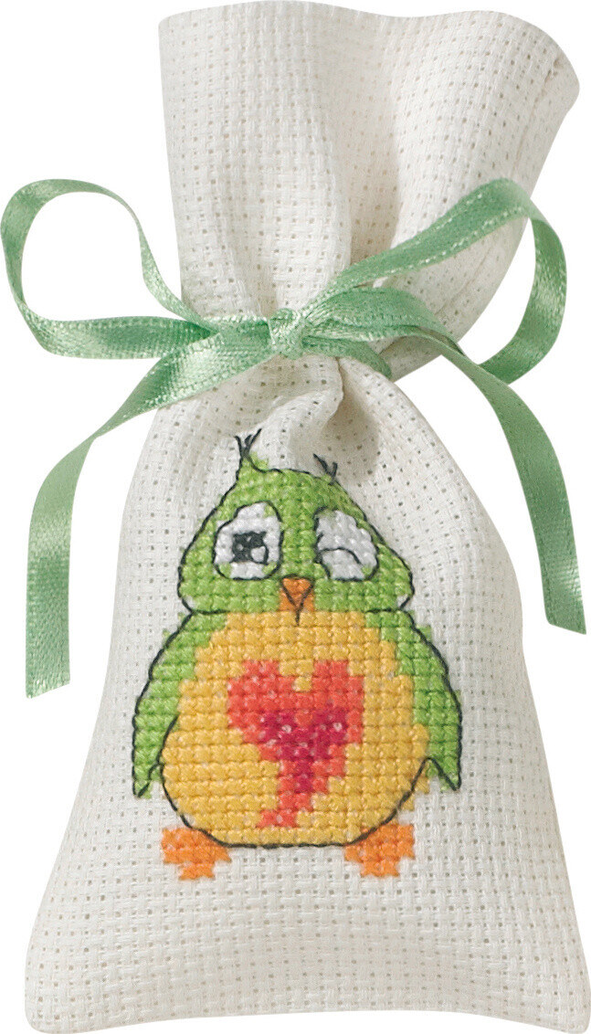 Embroidery Kit Green owl 6 x 12 cm / 2 x 5 in