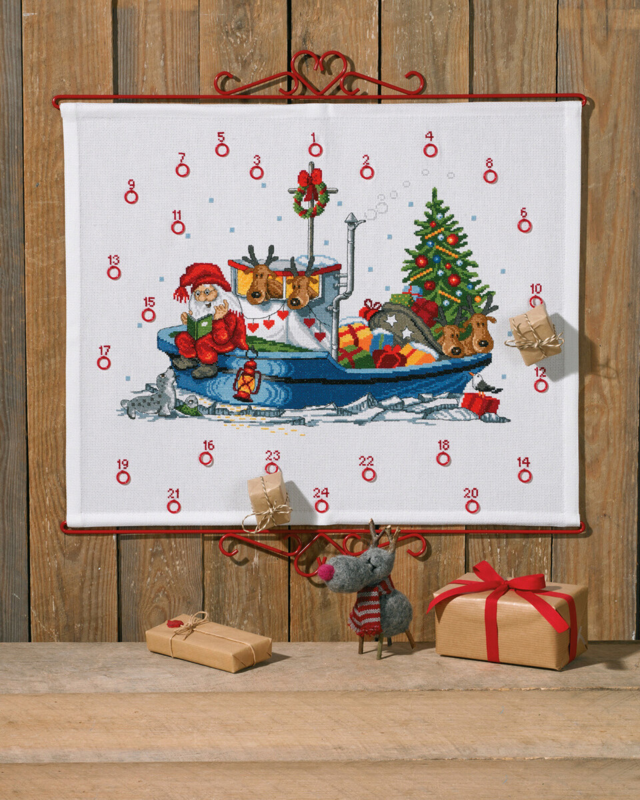 Embroidery Kit Santa Claus in Boat B5125/58 58 x 48 cm / 22.83 x 18.90 in
