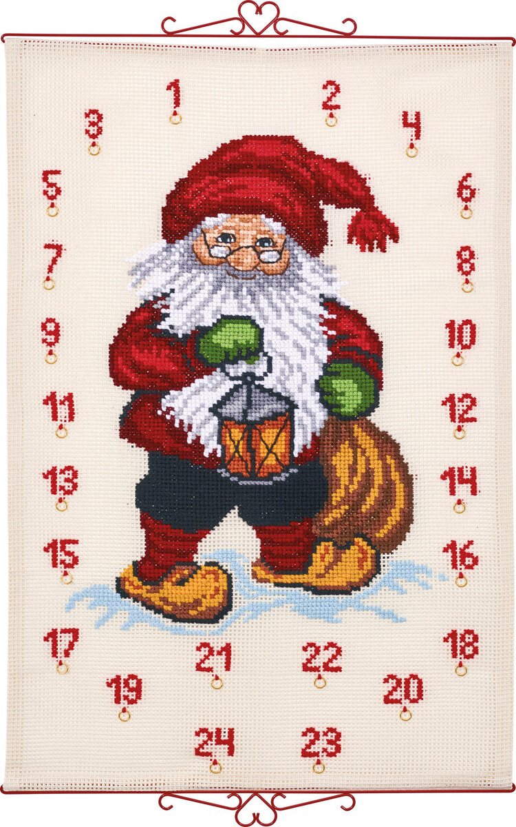 Embroidery Kit Santa Claus w/lantern 75 x 112 cm / 30 x 44 in