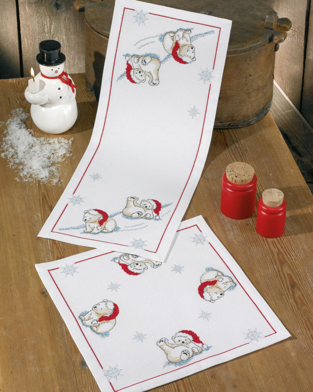 Embroidery Kit Polar Bears on Thin Ice 24 x 62 cm / 9.45 x 24.41 in