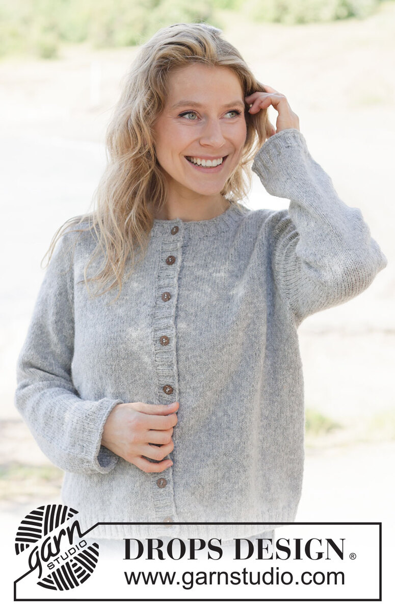 263-35 Silver Snuggle Cardigan by DROPS Design