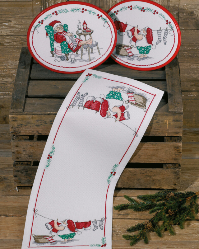 Embroidery Kit Santa Claus Washing 25 x 61 cm / 9.84 x 24.02 in