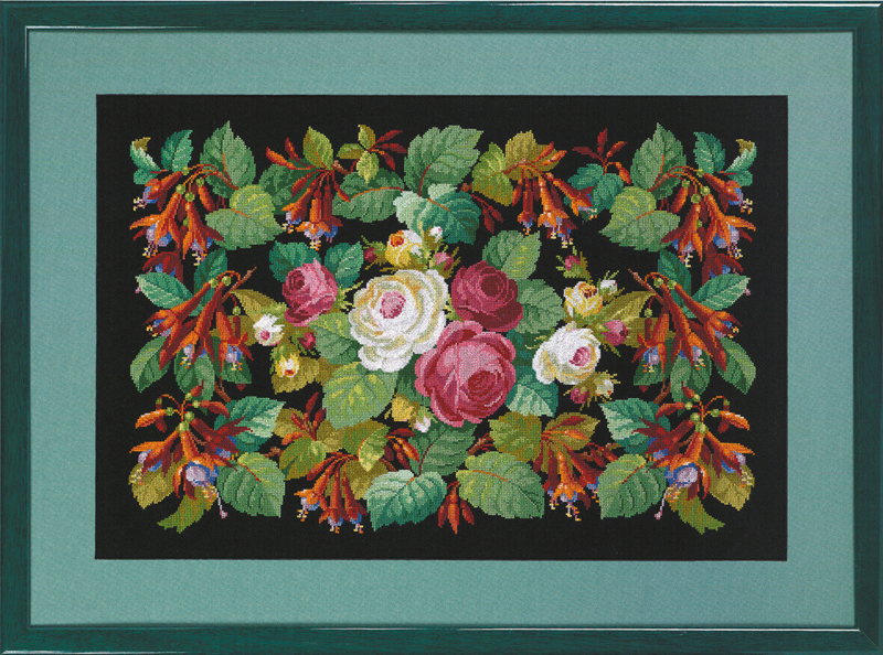 Embroidery Kit Roses/Fuchsia 52x35 cm / 20.47x13.78 in