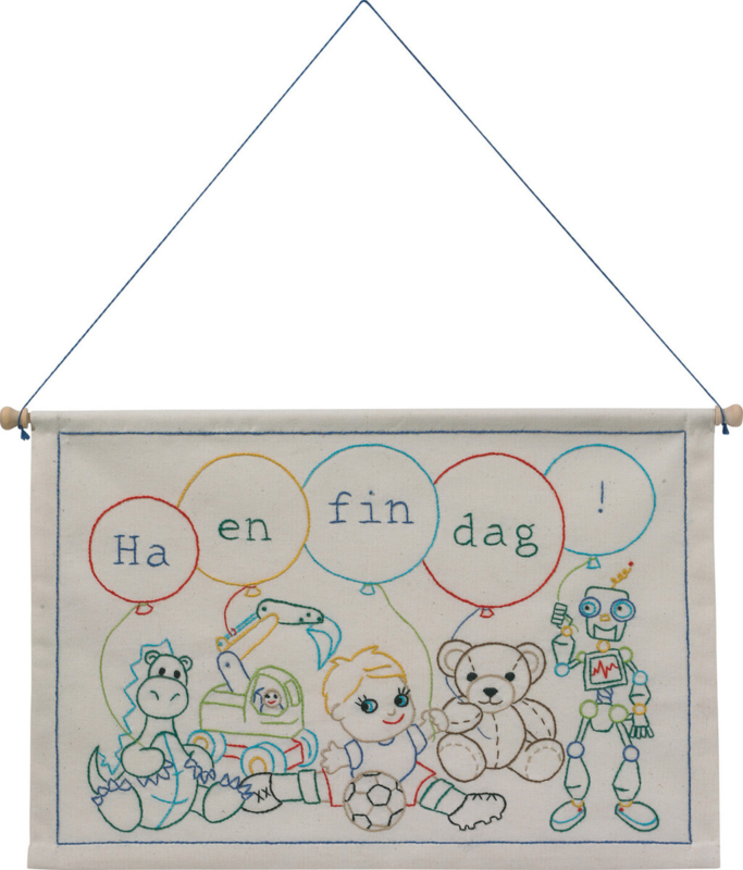 Embroidery Kit Have a Nice Day Boy 27 x 40 cm / 11 x 16 in