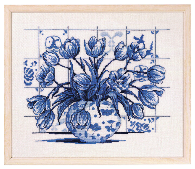Embroidery Kit Indigo Tulips 39 x 46 cm / 15 x 18 in