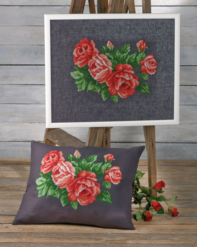 Embroidery Kit Red Roses 53 x 43 cm / 20.87 x 16.93 in