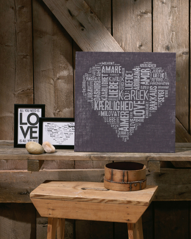 Embroidery Kit Love grey 39 x 39 cm / 15.35 x 15.35 in