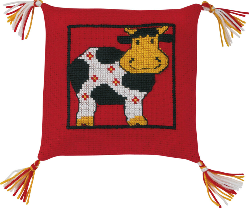 Embroidery Kit Cow 28x28 cm / 11.02x11.02 in