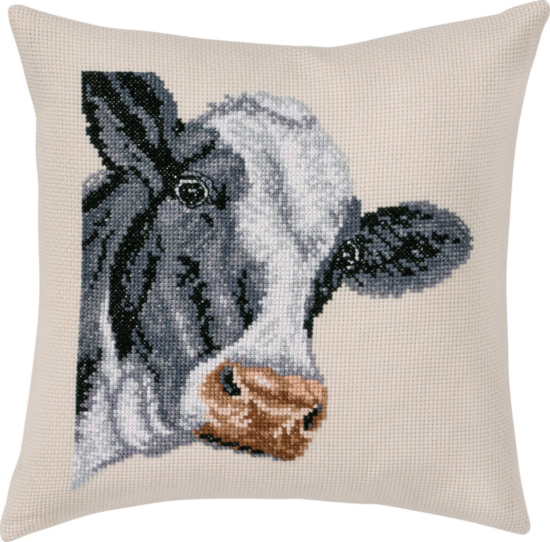 Embroidery Kit Colorful cow 40 x 40 cm / 15.75 x 15.75 in