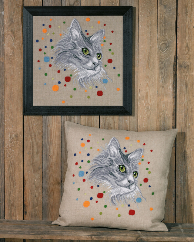 Embroidery Kit The Cat 60 x 60 cm / 24 x 24 in