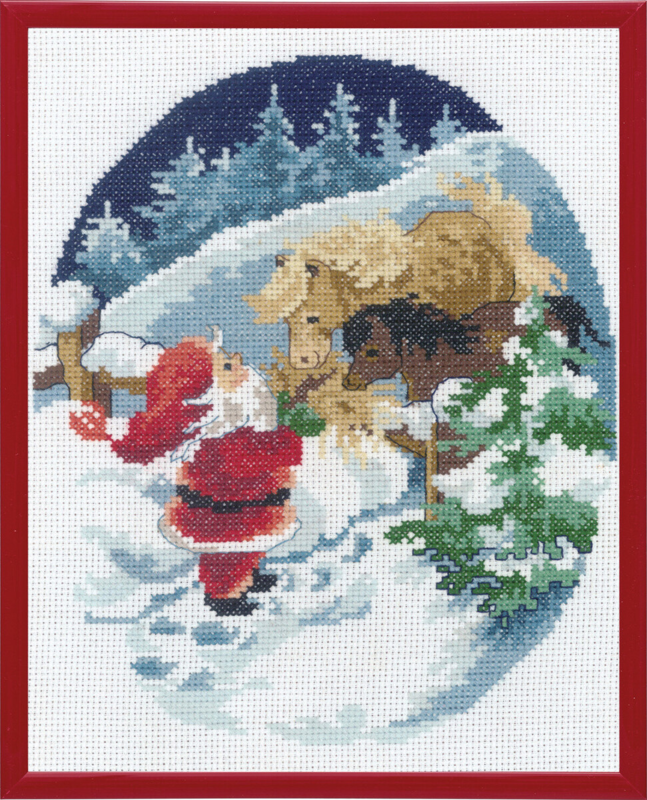 Embroidery Kit Santa Claus Feeds Horses R5798