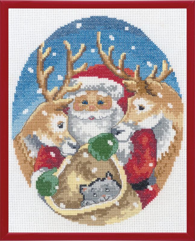 Embroidery Kit Santa Claus with Reindeer R5798 20 x 25 cm / 8 x 10 in