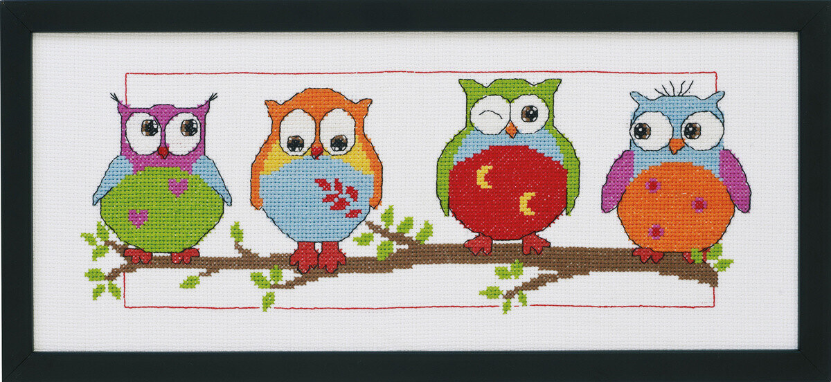 Embroidery Kit Owls R5496 36 x 15 cm / 14 x 6 in