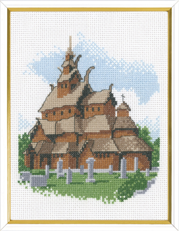 Embroidery Kit Stave Church R5611 17 x 22 cm / 6.69 x 8.66 in