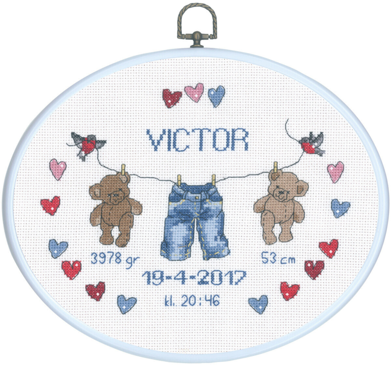 Embroidery Kit Baptism Plaque Victor M/R 20 x 26 cm / 7.87 x 10.24 in
