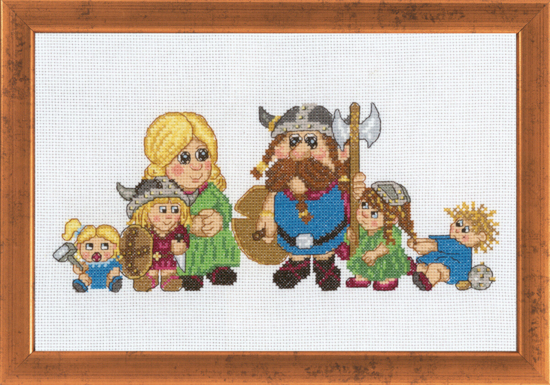 Embroidery Kit The Viking Family 29 x 19 cm / 11.42 x 7.48 in