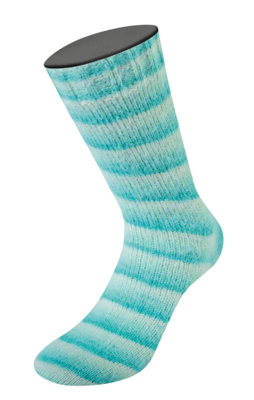 Lana Grossa Cosy Socks Soft Stripes 102 Jade/light green/white green/off white