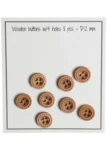 Go Handmade Wooden Buttons with Stitching (8 pcs): 12 mm