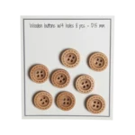Go Handmade Wooden Buttons with Stitching (8 pcs): 15 mm