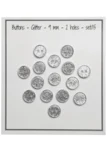 Go Handmade Glitter Buttons 9 mm Silver