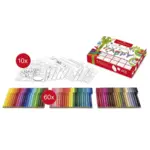 Faber-Castell Bus Connector 60 marker pens + 10 Postcard Gift Box