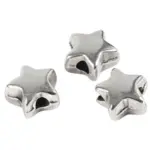 Spacer Bead, 3 PCS Star Silver-plated