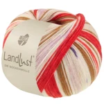 Lana Grossa Landlust Die Sockenwolle 725 Oriental red/Strawberry red/Ecru/Brown/Pink/Purple/Light beige/Dark blue