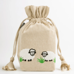 Lantern Moon Meadow Drawstring Bag Natural white