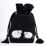 Lantern Moon Meadow Drawstring Bag Black