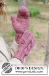 261-22 Thistle Twist Mittens by DROPS Design