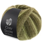 Lana Grossa Cosy Socks Soft Stripes 107 Light green/reseda green/grey-green/moss green