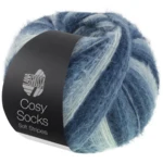 Lana Grossa Cosy Socks Soft Stripes 106 Black blue/gray blue/smoke blue/white blue