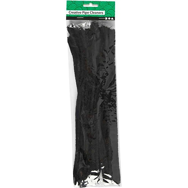 15 Black 15mm Super Chunky 30cm Chenille Stems Craft Pipe Cleaners