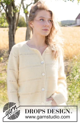 268-13 Soft Daffodil Cardigan by DROPS Design