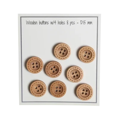 Go Handmade Wooden Buttons with Stitching (8 pcs)