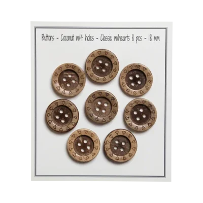 Go Handmade Wooden Buttons with Hearts (8 pcs)