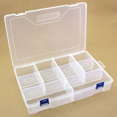 Plastic box with low, transparent, 29.6x19.7 cm, 10 rooms