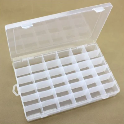 Plastic box with lid, transparent, 27,7x17,8 cm, 36  compartments